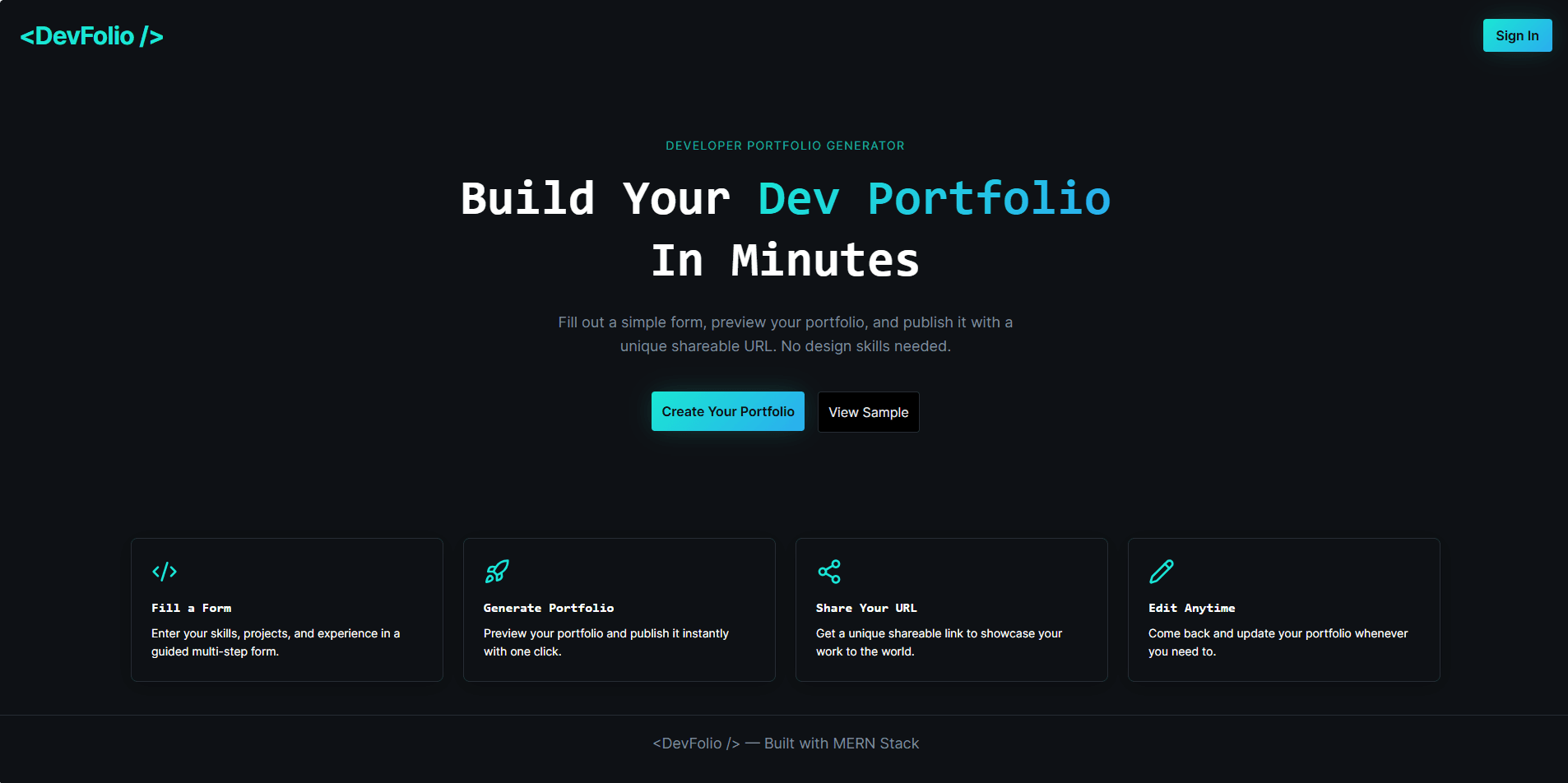 Developer Portfolio Generator